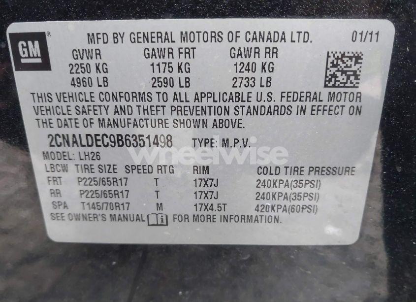 Photo 9 of 2011 Chevrolet Equinox 1LT (VIN 2CNALDEC9B6351498)