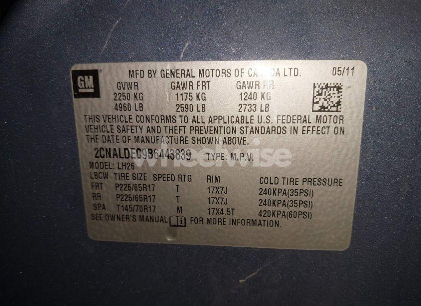 Photo 9 of 2011 Chevrolet Equinox 1LT (VIN 2CNALDEC9B6443839)