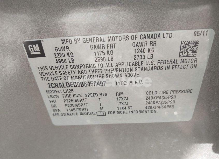 Photo 9 of 2011 Chevrolet Equinox 1LT (VIN 2CNALDEC9B6450497)