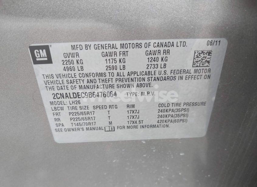 Photo 9 of 2011 Chevrolet Equinox 1LT (VIN 2CNALDEC9B6476064)