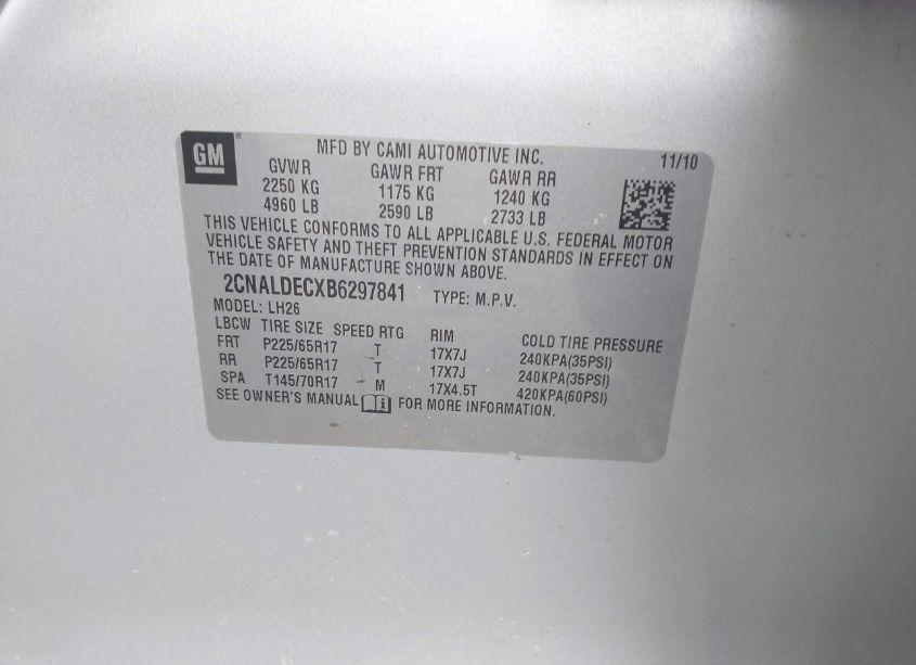 Photo 9 of 2011 Chevrolet Equinox 1LT (VIN 2CNALDECXB6297841)