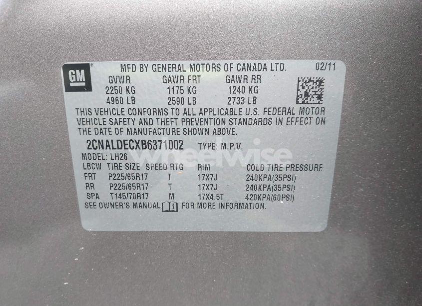 Photo 9 of 2011 Chevrolet Equinox 1LT (VIN 2CNALDECXB6371002)
