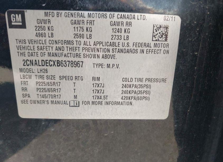 Photo 9 of 2011 Chevrolet Equinox 1LT (VIN 2CNALDECXB6378967)