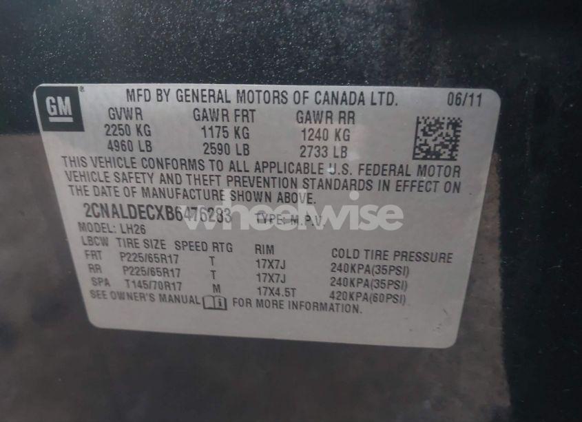 Photo 9 of 2011 Chevrolet Equinox 1LT (VIN 2CNALDECXB6476283)