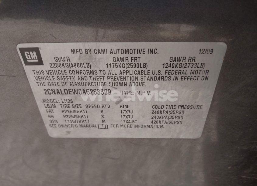 Photo 9 of 2010 Chevrolet Equinox LT (VIN 2CNALDEW0A6283309)