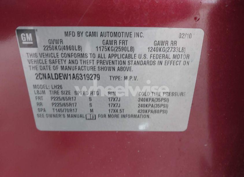 Photo 9 of 2010 Chevrolet Equinox LT (VIN 2CNALDEW1A6319279)