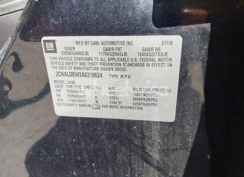 Photo 9 of 2010 Chevrolet Equinox LT (VIN 2CNALDEW2A6218624)