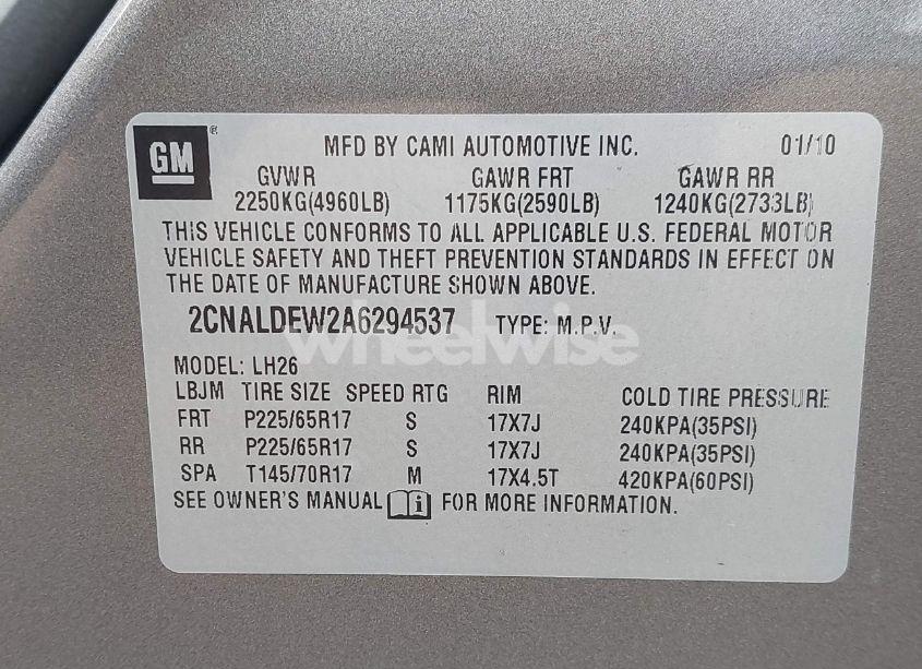 Photo 9 of 2010 Chevrolet Equinox LT (VIN 2CNALDEW2A6294537)