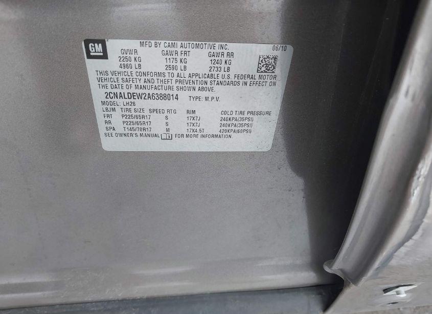 Photo 9 of 2010 Chevrolet Equinox LT (VIN 2CNALDEW2A6388014)