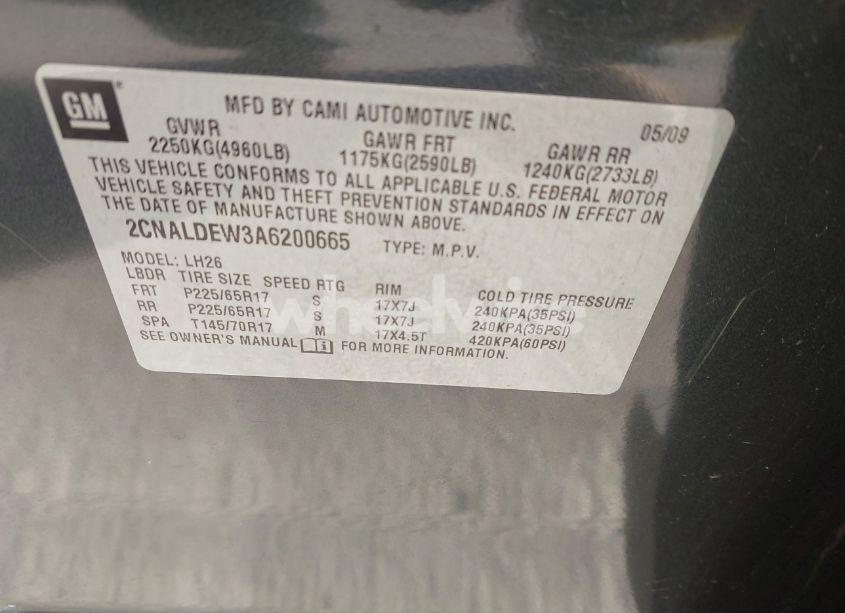 Photo 9 of 2010 Chevrolet Equinox LT (VIN 2CNALDEW3A6200665)