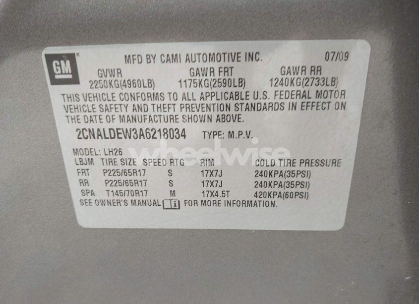 Photo 9 of 2010 Chevrolet Equinox LT (VIN 2CNALDEW3A6218034)