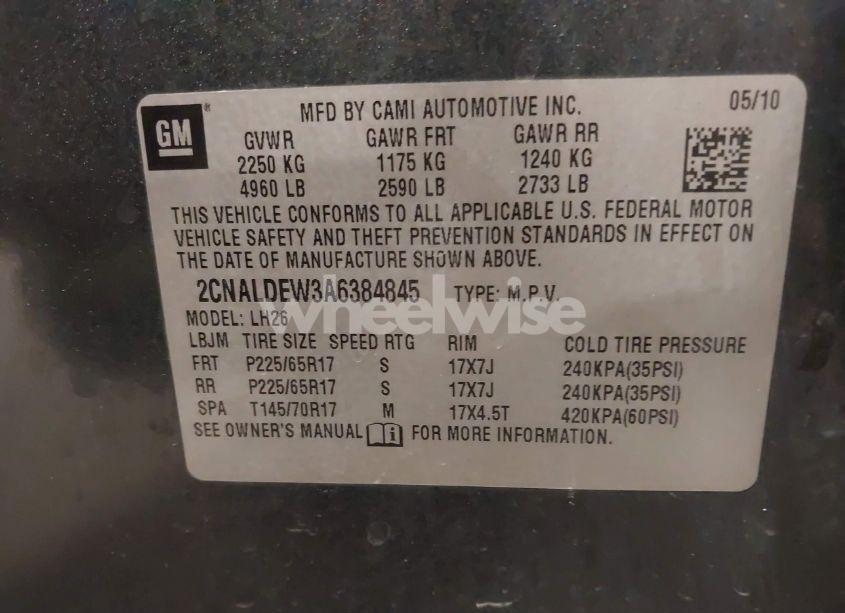 Photo 9 of 2010 Chevrolet Equinox LT (VIN 2CNALDEW3A6384845)