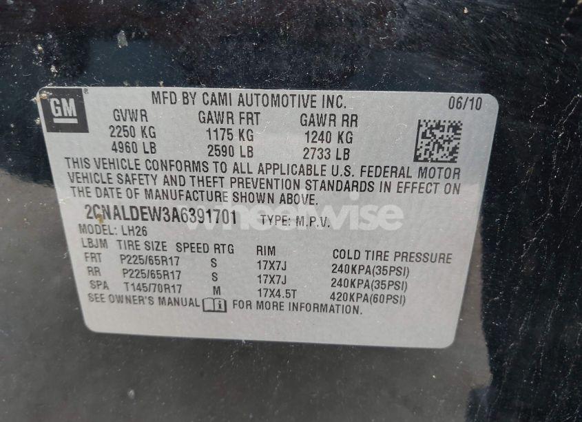 Photo 9 of 2010 Chevrolet Equinox LT (VIN 2CNALDEW3A6391701)