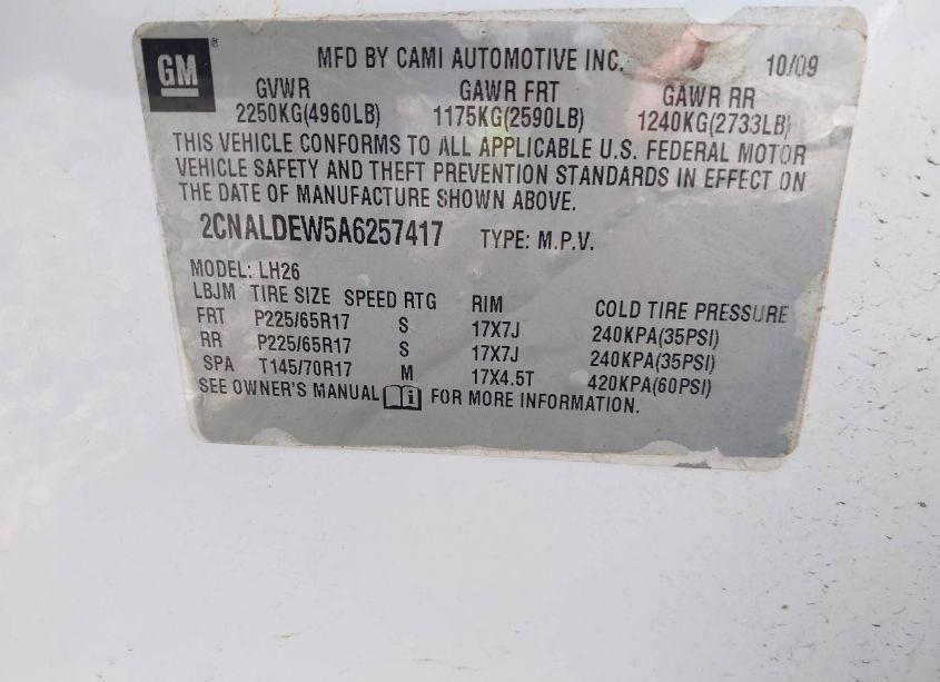 Photo 9 of 2010 Chevrolet Equinox LT (VIN 2CNALDEW5A6257417)