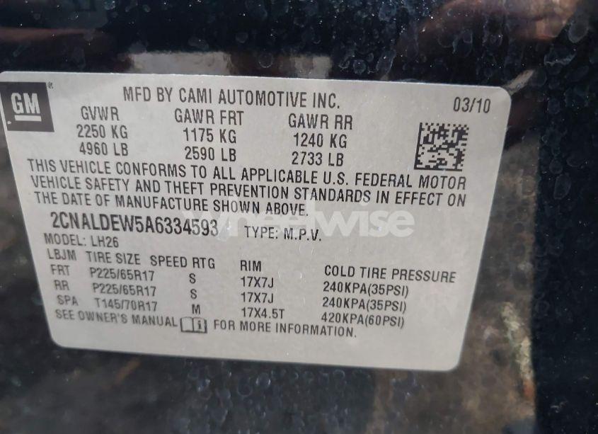 Photo 9 of 2010 Chevrolet Equinox LT (VIN 2CNALDEW5A6334593)