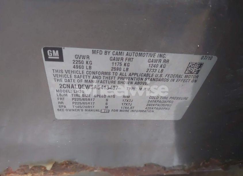 Photo 9 of 2010 Chevrolet Equinox LT (VIN 2CNALDEW5A6413407)