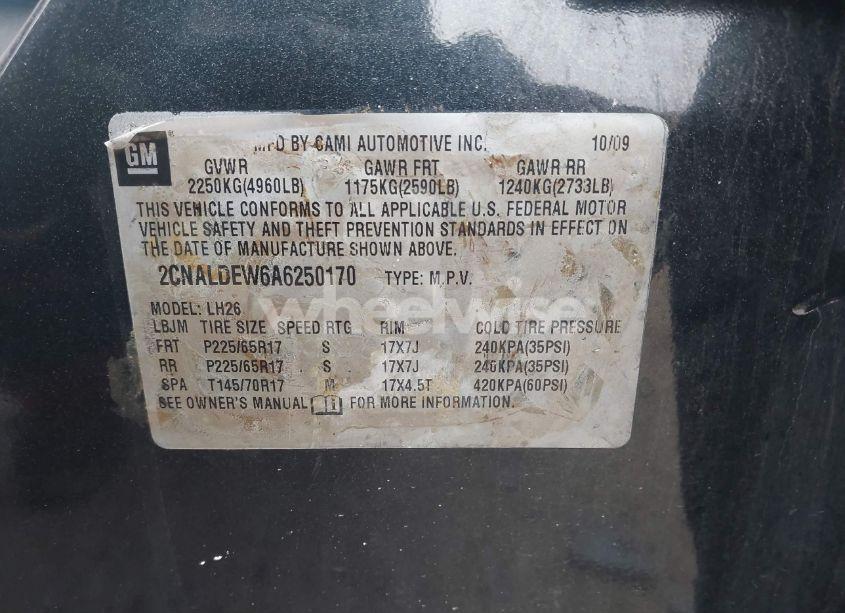 Photo 9 of 2010 Chevrolet Equinox LT (VIN 2CNALDEW6A6250170)