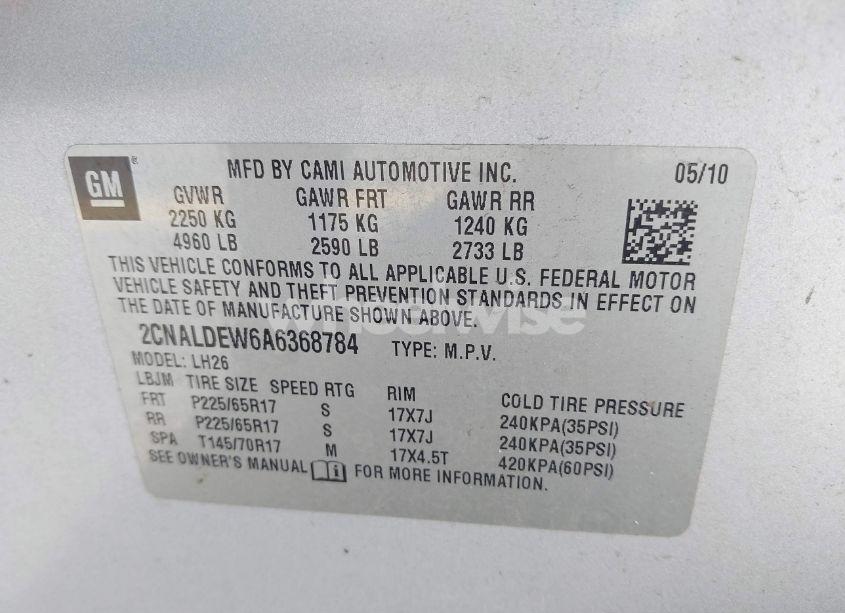 Photo 9 of 2010 Chevrolet Equinox LT (VIN 2CNALDEW6A6368784)