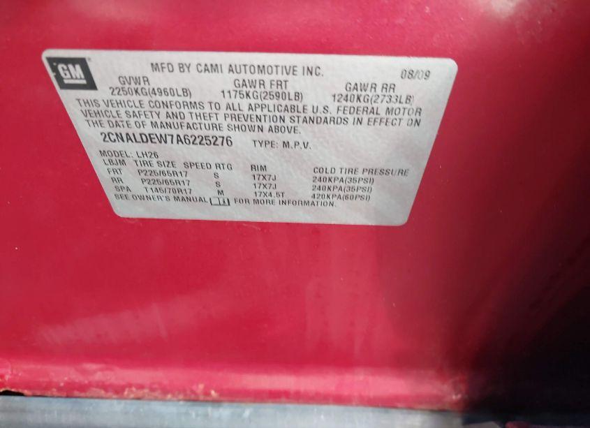 Photo 9 of 2010 Chevrolet Equinox LT (VIN 2CNALDEW7A6225276)