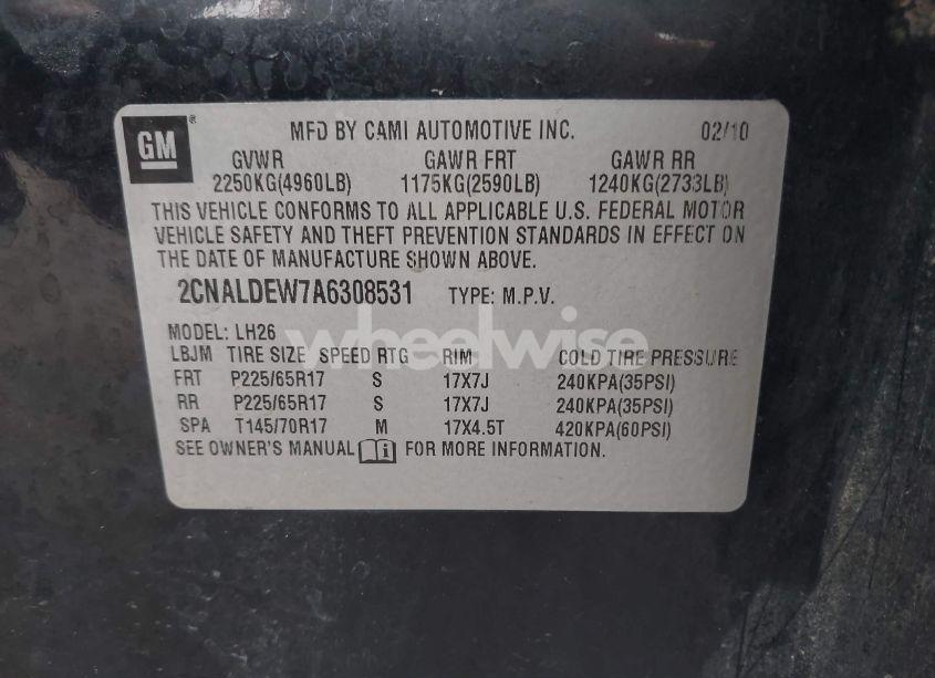 Photo 9 of 2010 Chevrolet Equinox LT (VIN 2CNALDEW7A6308531)