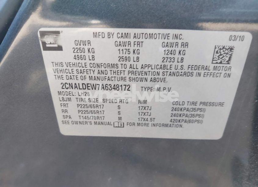 Photo 9 of 2010 Chevrolet Equinox LT (VIN 2CNALDEW7A6348172)