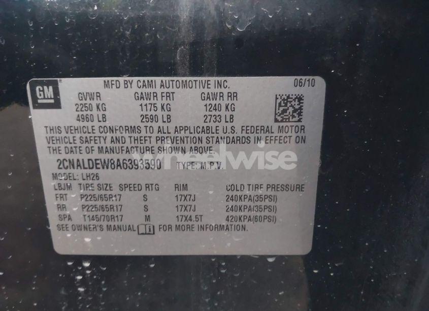 Photo 9 of 2010 Chevrolet Equinox LT (VIN 2CNALDEW8A6393590)