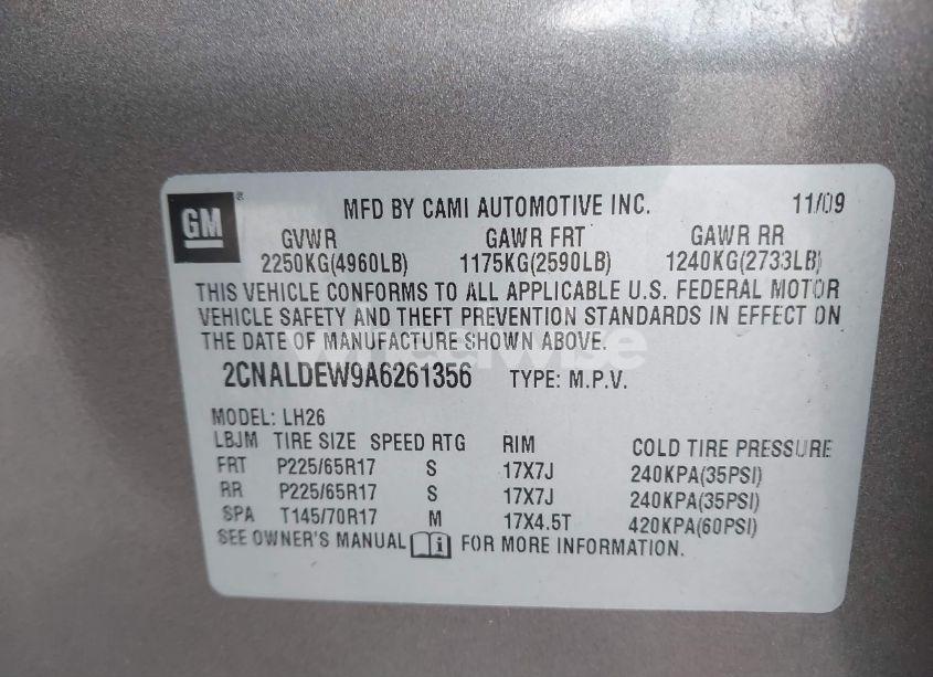 Photo 9 of 2010 Chevrolet Equinox LT (VIN 2CNALDEW9A6261356)