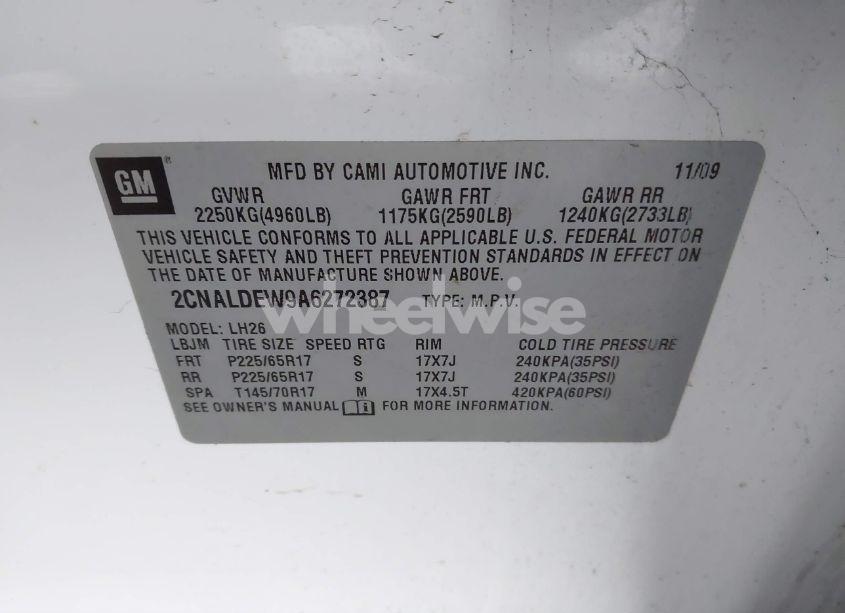 Photo 9 of 2010 Chevrolet Equinox LT (VIN 2CNALDEW9A6272387)