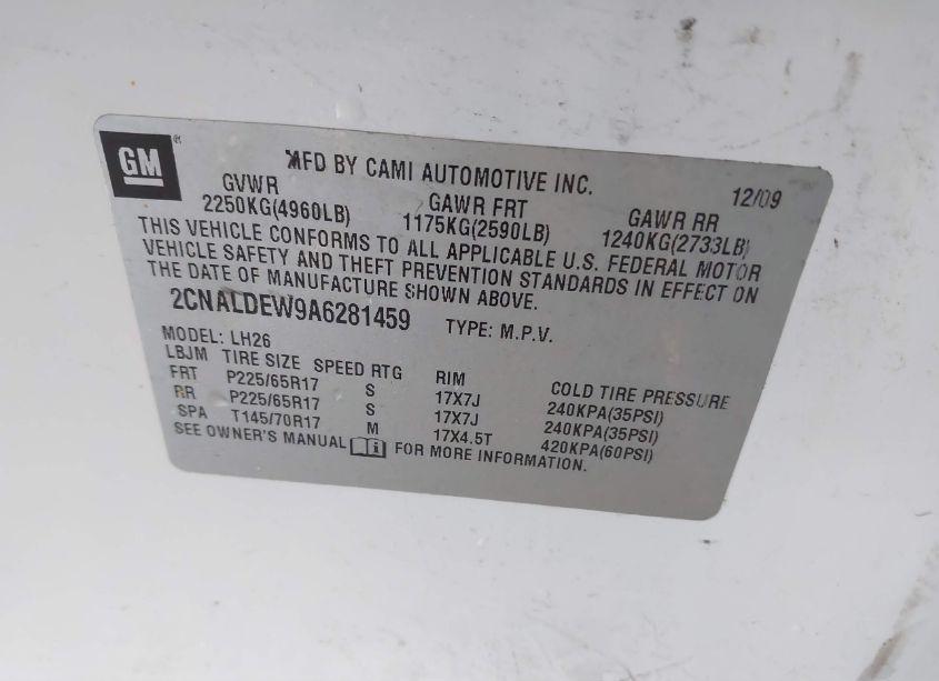 Photo 9 of 2010 Chevrolet Equinox LT (VIN 2CNALDEW9A6281459)