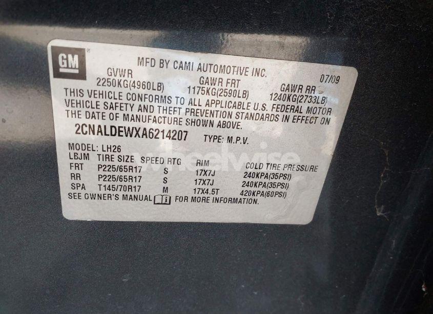 Photo 9 of 2010 Chevrolet Equinox LT (VIN 2CNALDEWXA6214207)