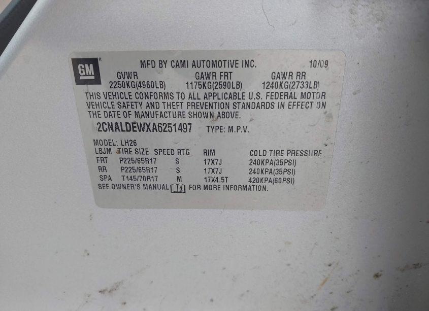 Photo 9 of 2010 Chevrolet Equinox LT (VIN 2CNALDEWXA6251497)