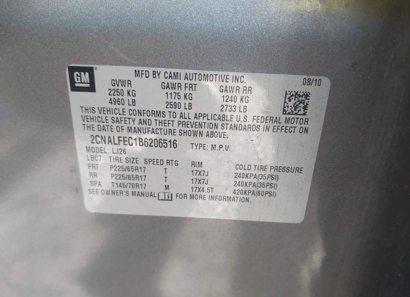 Photo 9 of 2011 Chevrolet Equinox LTZ (VIN 2CNALFEC1B6206516)