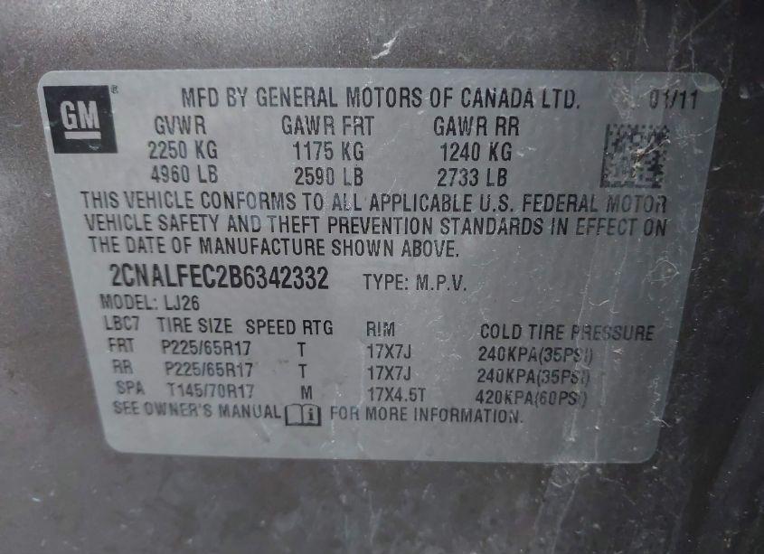 Photo 9 of 2011 Chevrolet Equinox LTZ (VIN 2CNALFEC2B6342332)