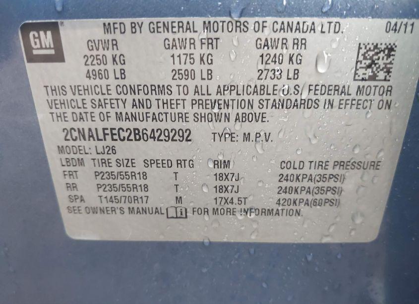 Photo 9 of 2011 Chevrolet Equinox LTZ (VIN 2CNALFEC2B6429292)