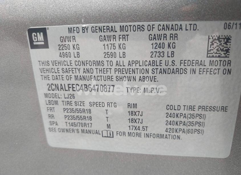 Photo 9 of 2011 Chevrolet Equinox LTZ (VIN 2CNALFEC4B6470877)