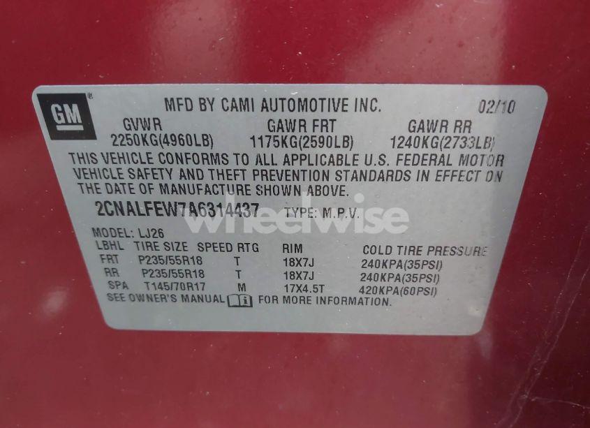 Photo 9 of 2010 Chevrolet Equinox LTZ (VIN 2CNALFEW7A6314437)