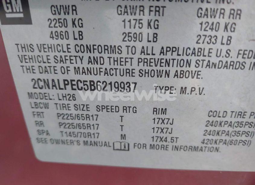 Photo 9 of 2011 Chevrolet Equinox 2LT (VIN 2CNALPEC5B6219937)