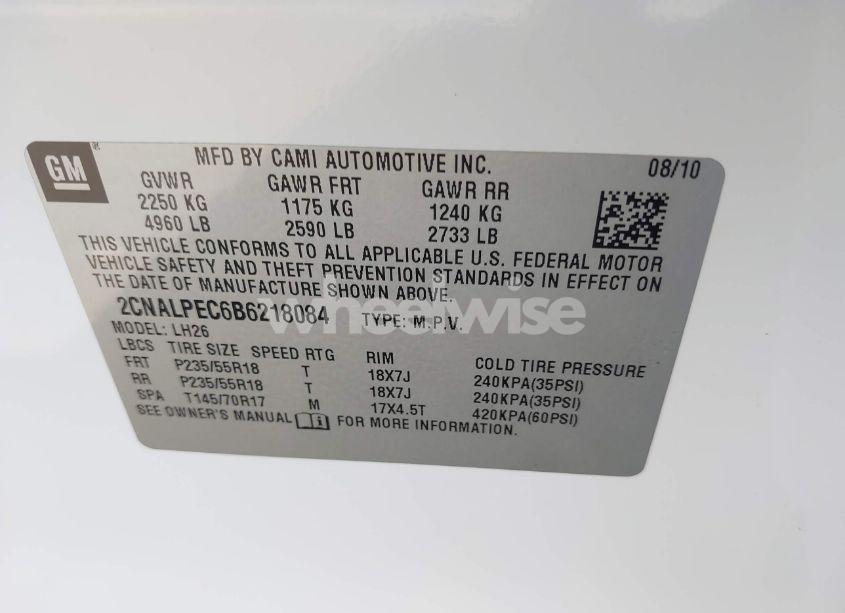 Photo 9 of 2011 Chevrolet Equinox 2LT (VIN 2CNALPEC6B6218084)