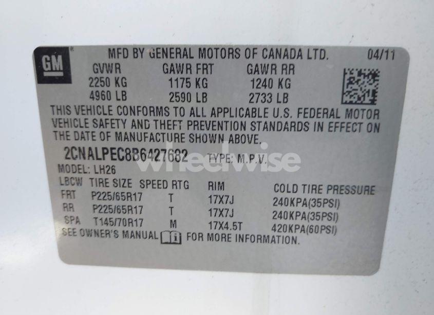 Photo 9 of 2011 Chevrolet Equinox 2LT (VIN 2CNALPEC8B6427682)