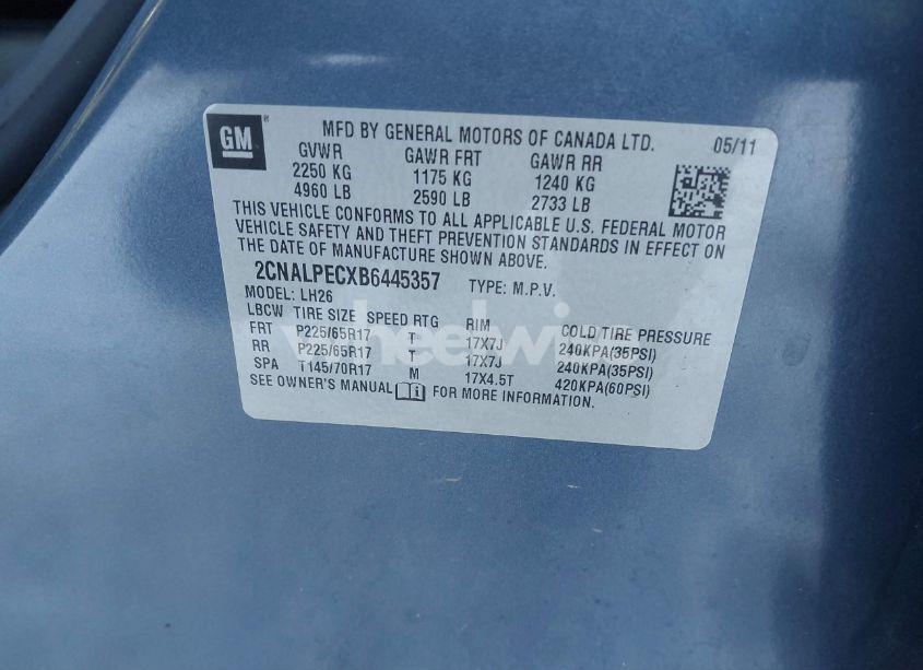 Photo 9 of 2011 Chevrolet Equinox 2LT (VIN 2CNALPECXB6445357)