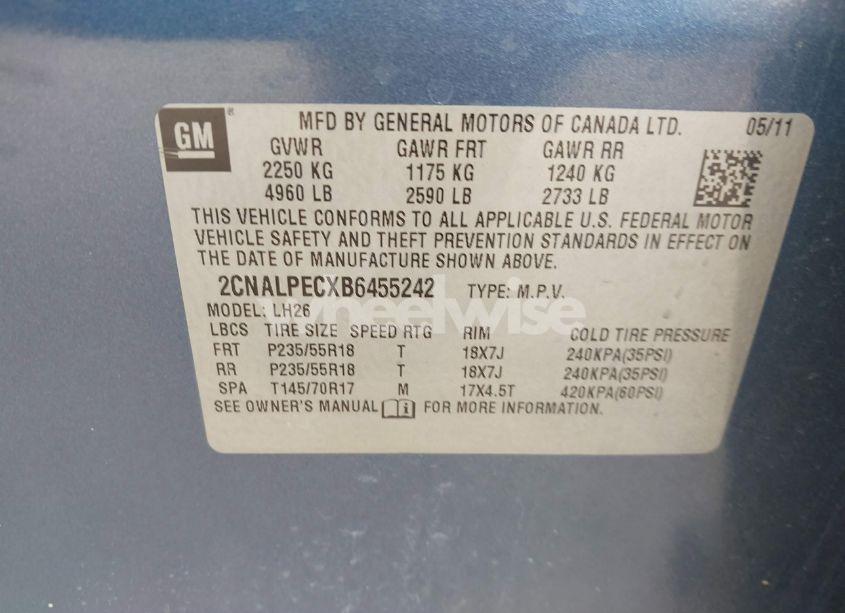 Photo 9 of 2011 Chevrolet Equinox 2LT (VIN 2CNALPECXB6455242)