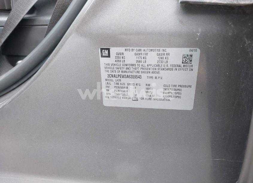 Photo 9 of 2010 Chevrolet Equinox LT (VIN 2CNALPEW3A6359543)