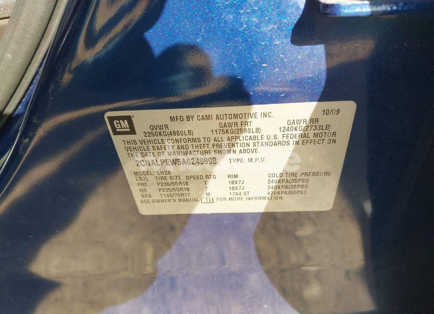 Photo 9 of 2010 Chevrolet Equinox LT (VIN 2CNALPEW5A6249898)