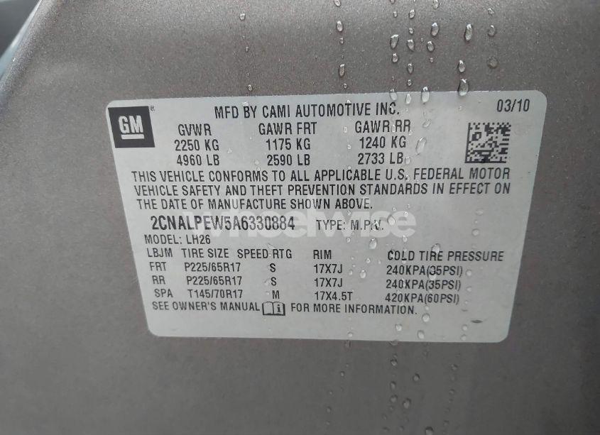 Photo 9 of 2010 Chevrolet Equinox LT (VIN 2CNALPEW5A6330884)