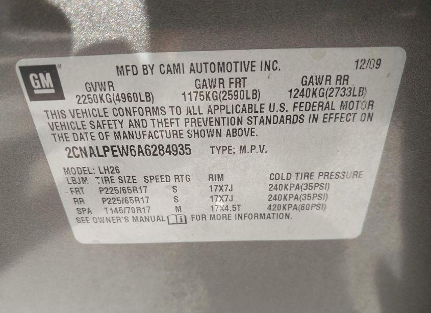 Photo 9 of 2010 Chevrolet Equinox LT (VIN 2CNALPEW6A6284935)