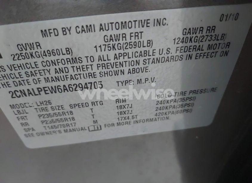 Photo 9 of 2010 Chevrolet Equinox LT (VIN 2CNALPEW6A6294705)