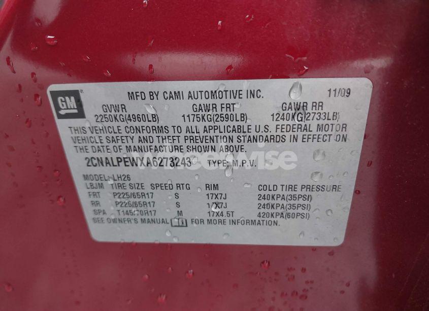 Photo 9 of 2010 Chevrolet Equinox LT (VIN 2CNALPEWXA6273243)