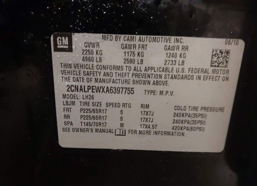 Photo 9 of 2010 Chevrolet Equinox LT (VIN 2CNALPEWXA6397755)