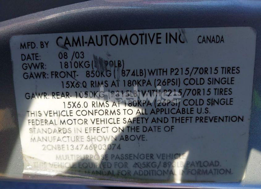 Photo 9 of 2004 Chevrolet Tracker (VIN 2CNBE134746903074)