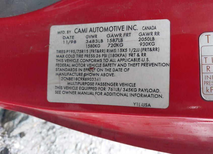 Photo 9 of 1999 Chevrolet Tracker (VIN 2CNBE18C9X6903341)